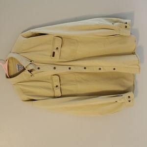 Mens Carhartt 100% Cotton Tan Yellow Denim Long Sleeve Work Shirt Size XL